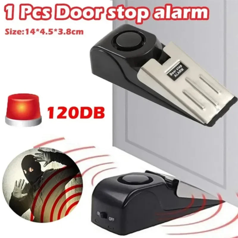 Mini Wireless Alarm Door Stop Alarm 120dB Great for Home Wedge Shaped Stopper Alert Security System Block Blocking System