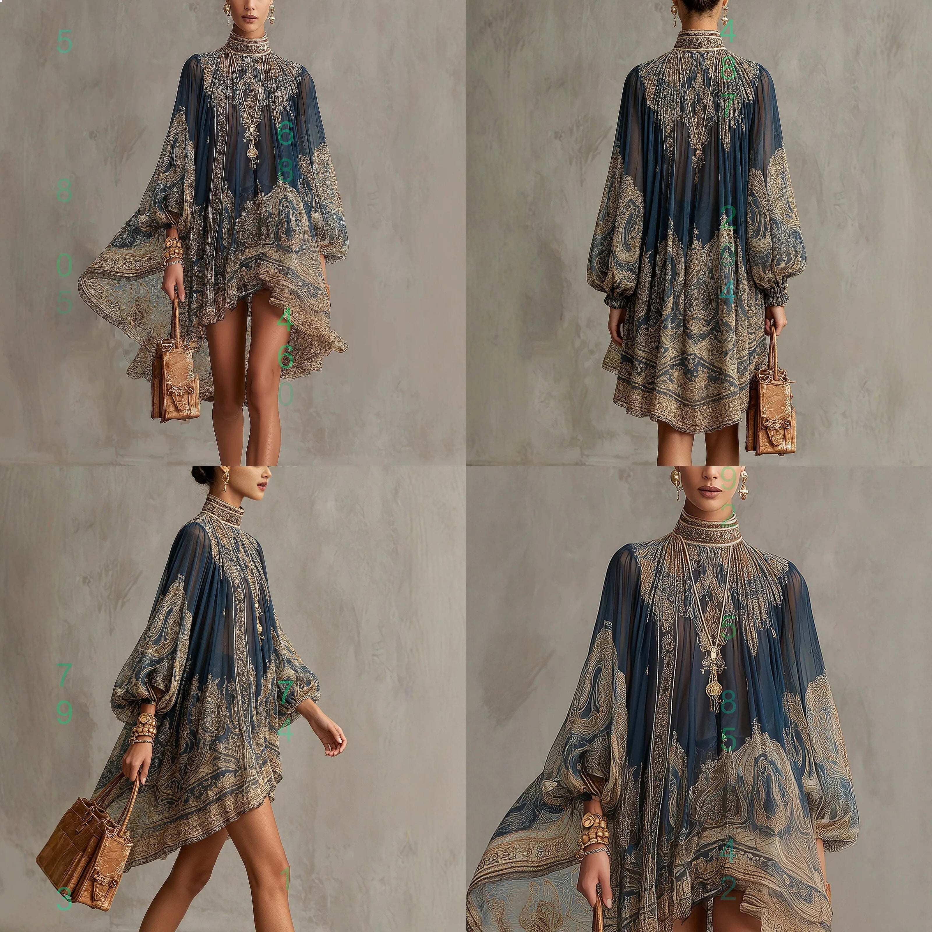 Elegant Chiffon Floral Maxi Dress — Navy Blue | KIMLUD