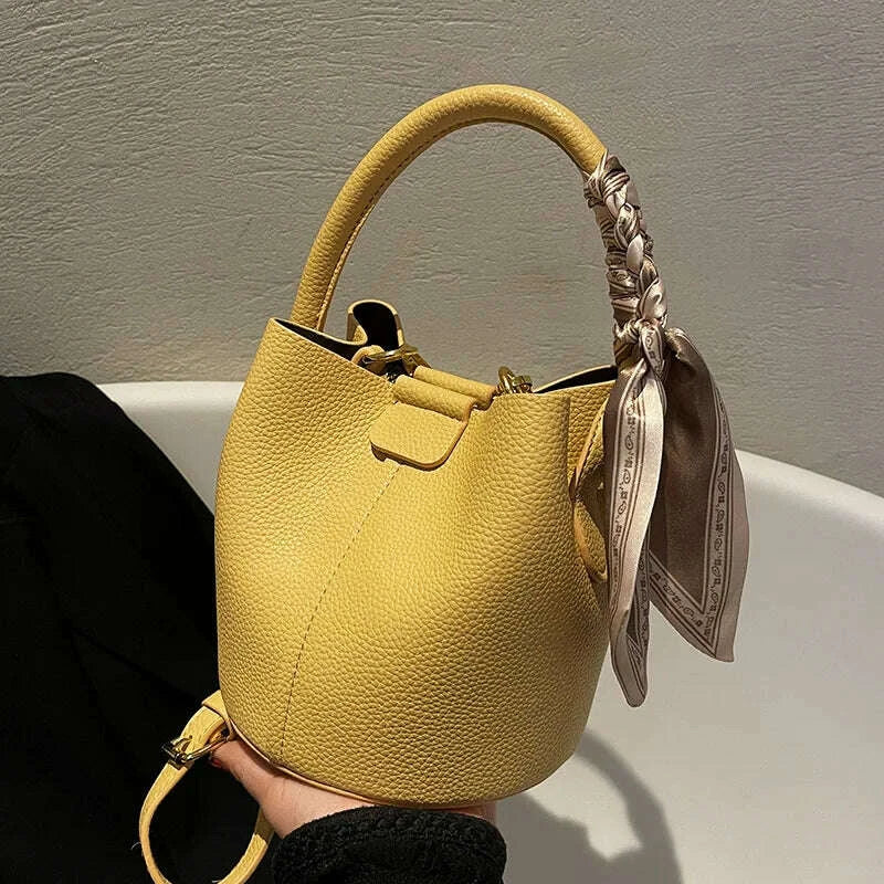 KIMLUD, Fashion Women Crossbody Bags Autumn Winter Shoulder Bags Luxury Brand Design Bucket Bag Ladies PU Leather Portable Hand Bags, KIMLUD Womens Clothes