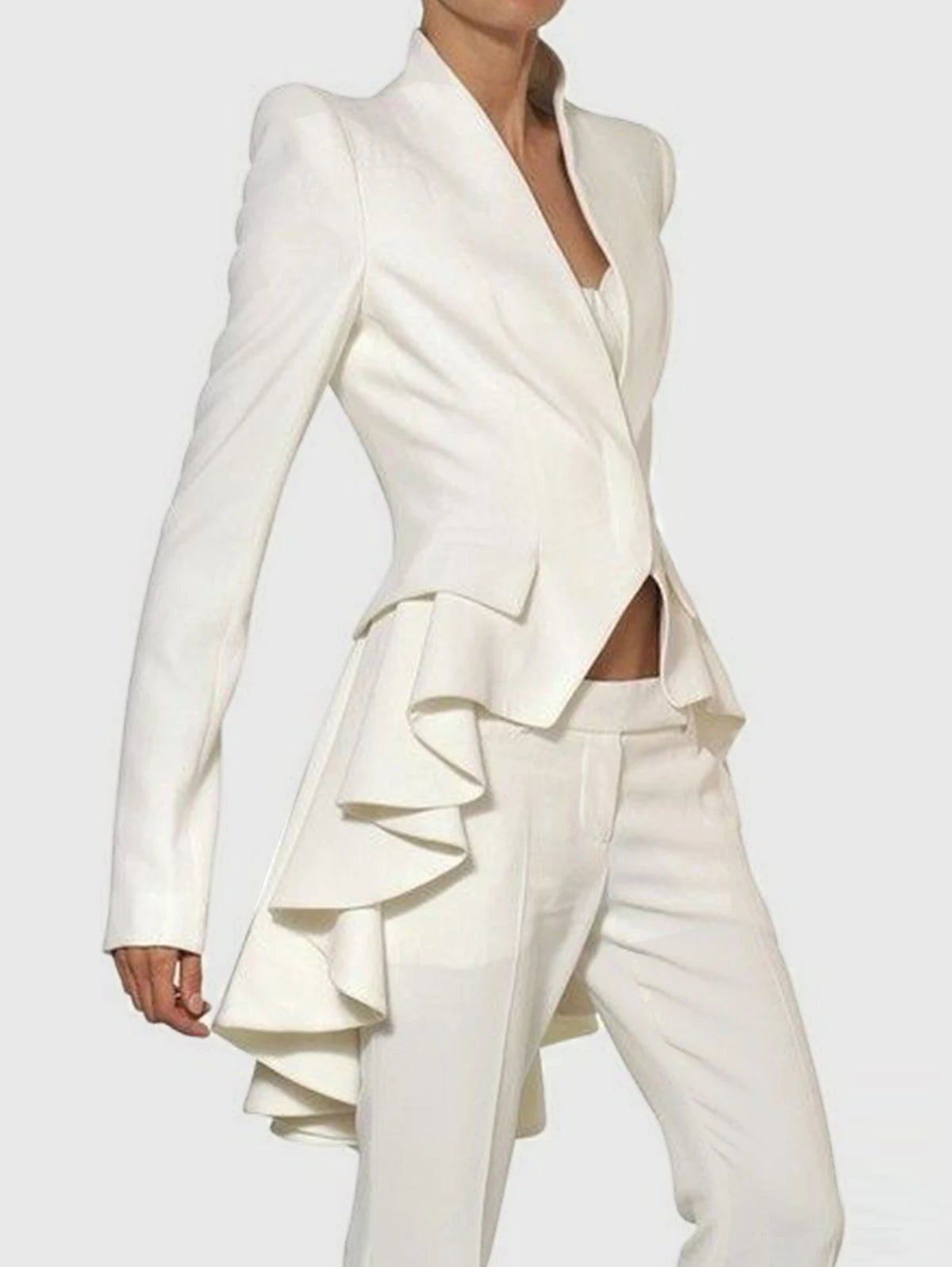 Chic Cotton-Polyester Solid Blazer — Black | KIMLUD