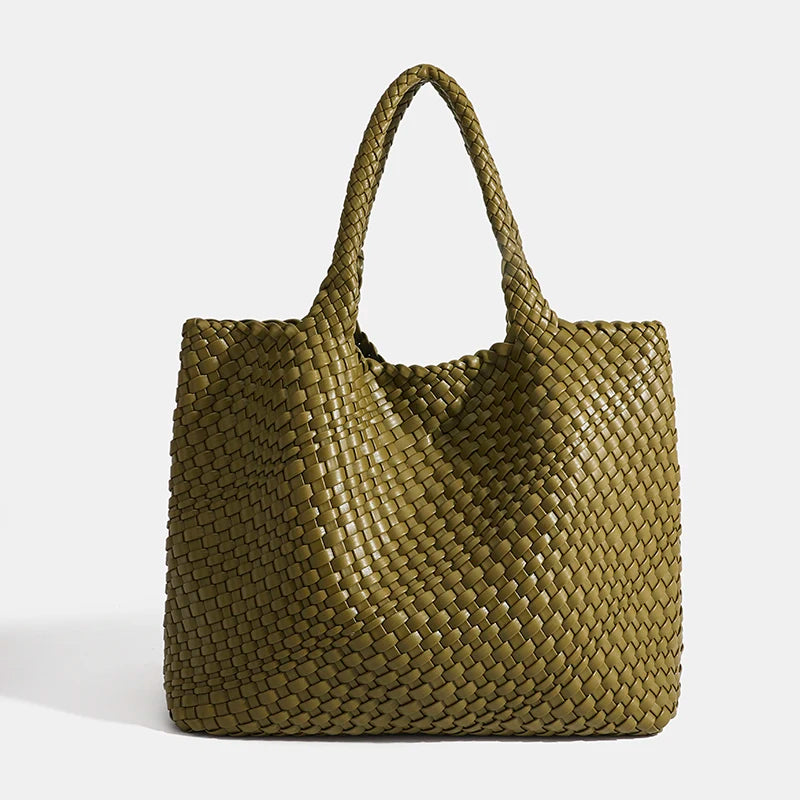 Neoprene Striped Tote Bag Hasp Closure — Black And White | KIMLUD