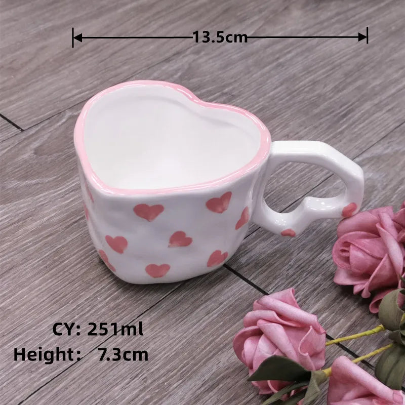 2024 Middle East Style Coffee Tea Cup Creative Heart Cup Ceramics Milk Cups Porcelain Coffee Cups Wholesale Tableware Cups Gift, a cup / CHINA / 201-300ml, KIMLUD Women's Clothes