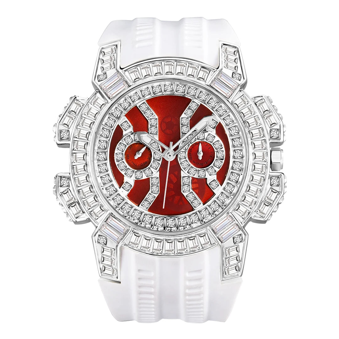 MISSFOX New Red Quartz Watch For Men Luxury Hip Hop Streetwear Clock Waterproof Diamond Watches AAA Quartz Men's Wristwatches