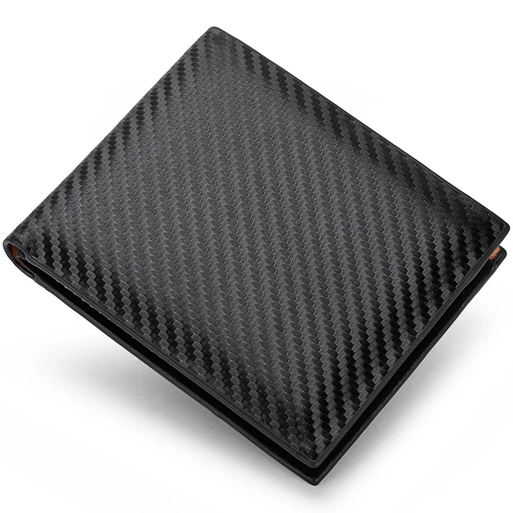 New PU Leather Carbon Fiber Short Wallet For Men Credit Card Holders, Zipper Coin Wallet