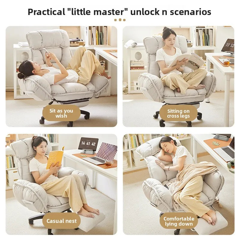 Ergonomic Plush Microfiber Office Chair With Backrest — Dove Gray | KIMLUD