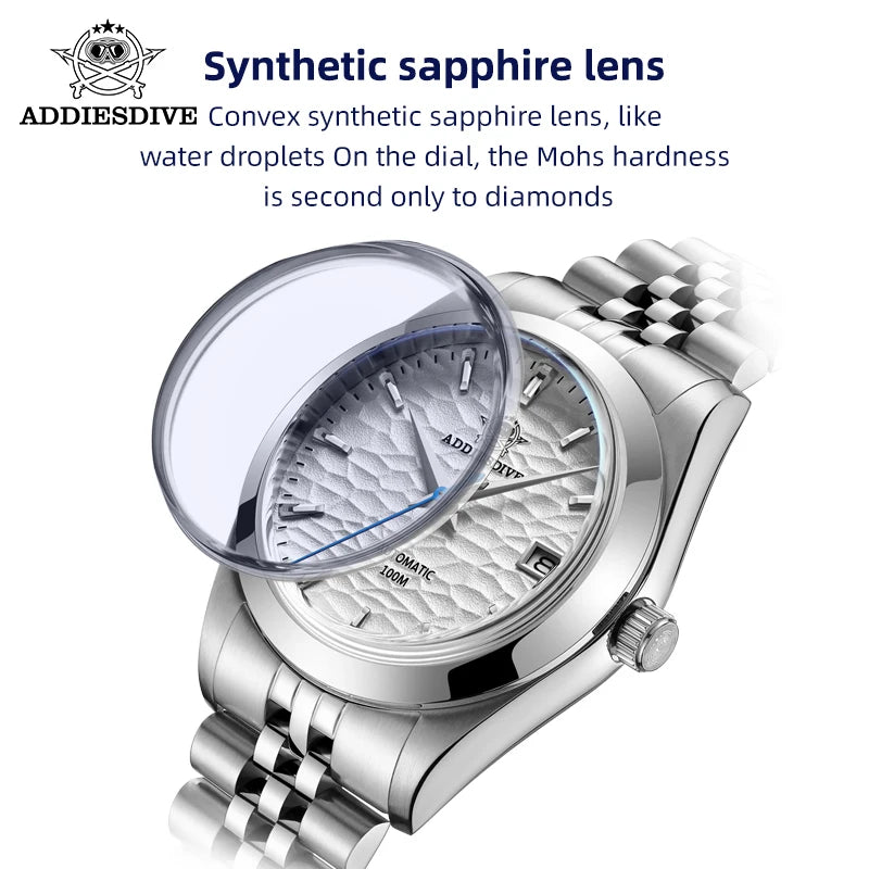 ADDIESDIVE Automatic Mechanical Watch Man European American Business Leisure Wristwatch Luxury Silver Luminous Waterproof Watch