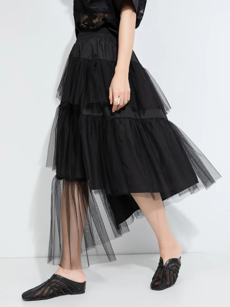 A-Line Skirt – High Elastic Waist – Jersey – Black | KIMLUD