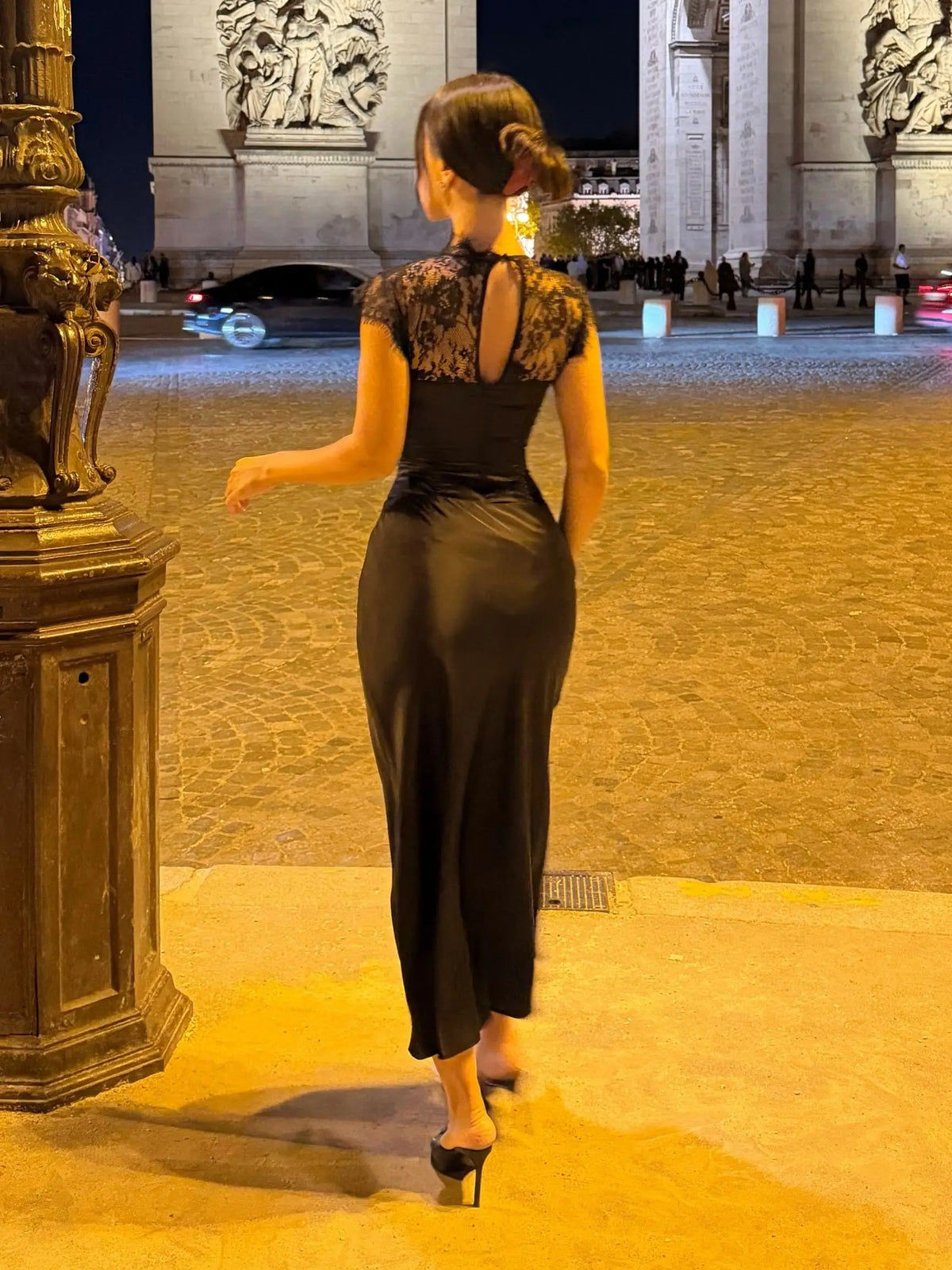 Evening Dress – Long Sleeve Lace High Neck Corset – Black | KIMLUD