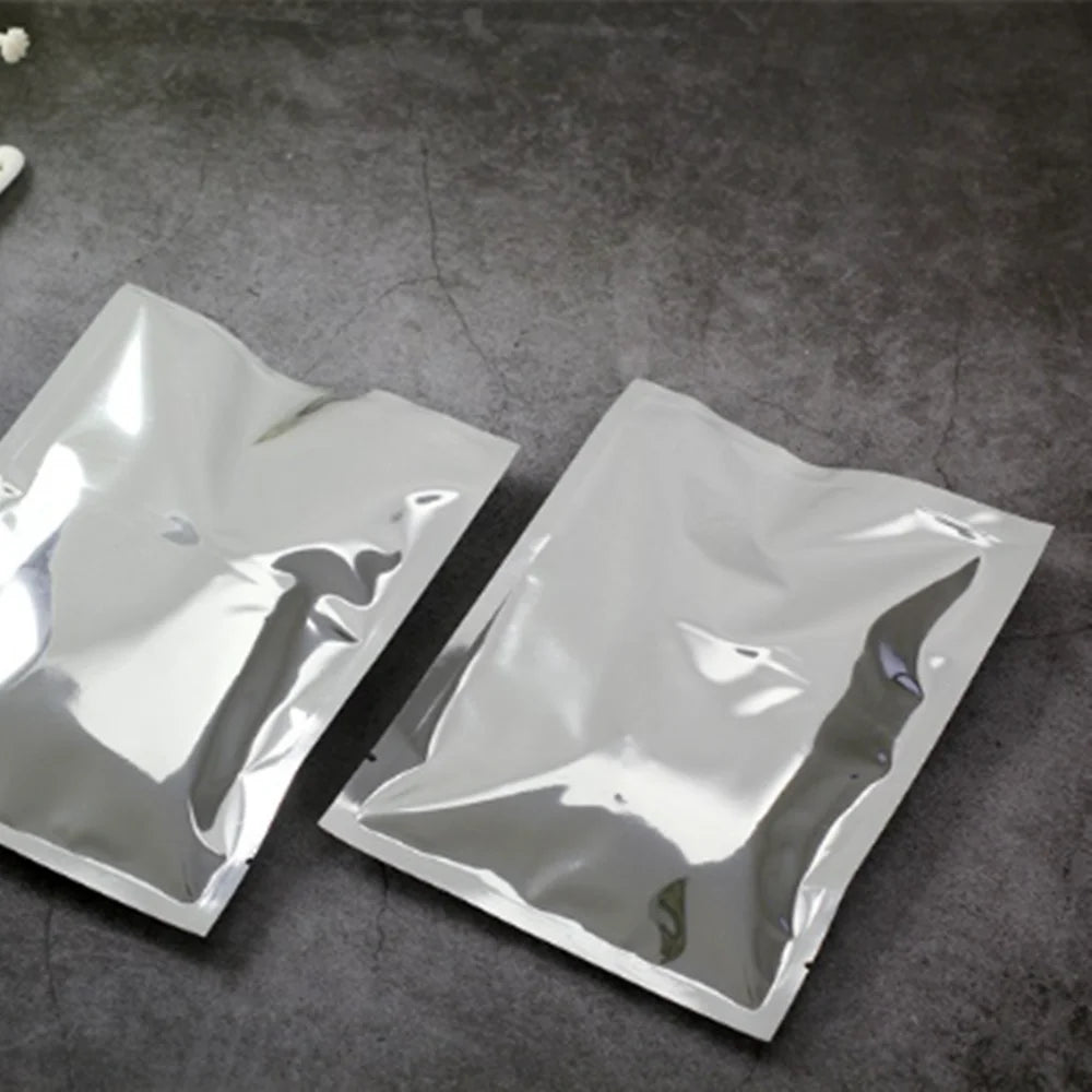 100pcs 35X50cm Big Silvery Plating Aluminum Foil Flat Bag - Top Open Heat Sealing Food Grade Pouches Powder Snacks Cloth Package