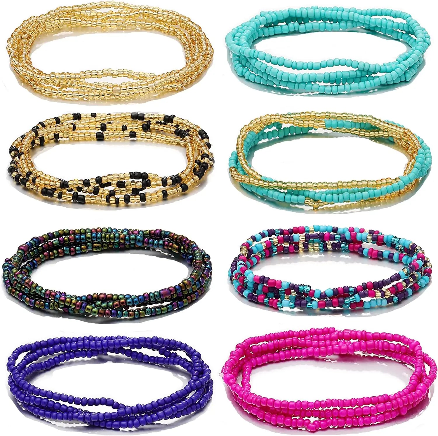 Elastic Layered Waist Beads African Belly Chain Body Jewelry — Multicolor | KIMLUD