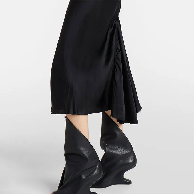 2026 European and American Women's Trendy, Niche, Personalized, Unique, Sloping, Sexy, Open Toed, Fishmouth, Sleeve Short Boots