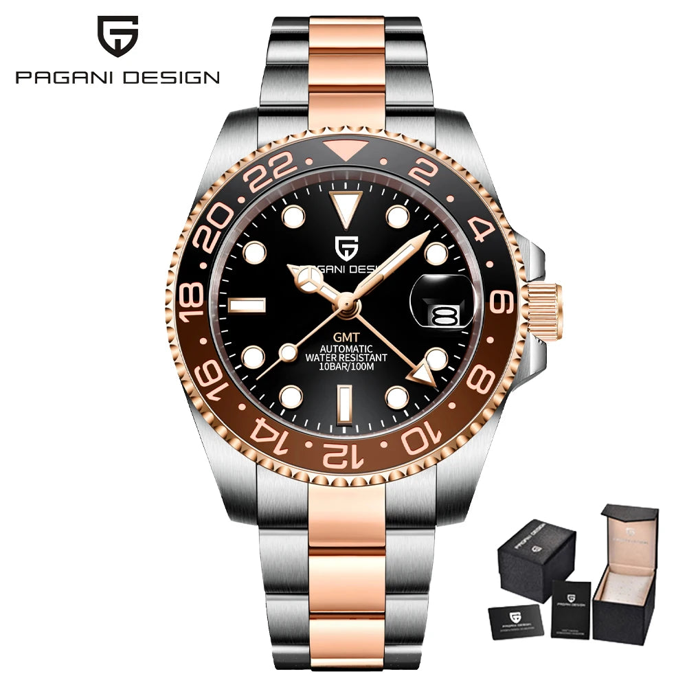 PAGANI DESIGN V3 New 40MM GMT WATCH Luxury Men Watch Ceramic bezel 100M Waterproof Luminous Sapphire Glass Men Mechanical Watch