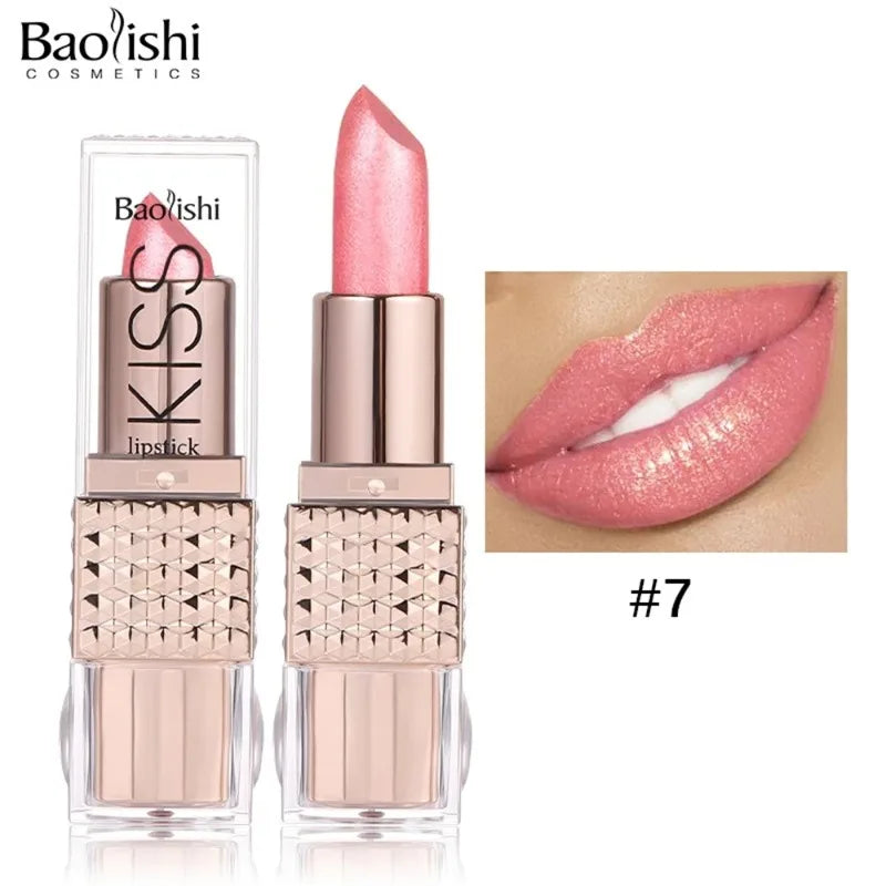 12 Colors Glitter Shiny Lipstick Waterproof Long Lasting Pearlescent Shimmer Lip Tint Diamond Easy Color Lipstick Deluxe Makeup