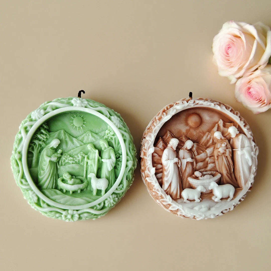 KIMLUD, DIY Jesus Family Aroma Candle Silicone Mold Handmade Soap Plaster Epoxy Ornament Mold Chocolate Biscuit Baking Mould, KIMLUD Womens Clothes