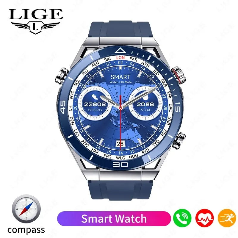 2024 LIGE NFC ECG PPG Bluetooth Call Smartwatch GPS Tracker Motion Bracelet Fitness For Huawei Watches Ultimate Smart Watch Men