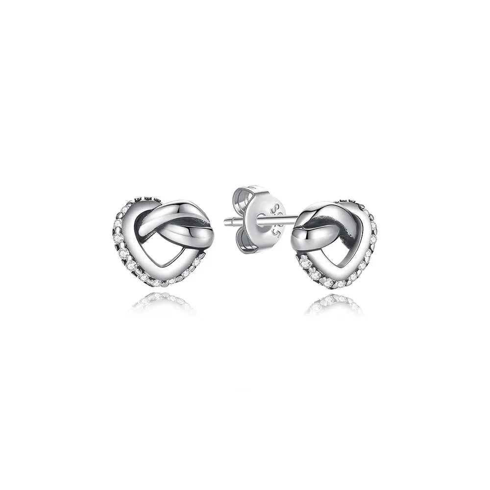 Sterling Silver Stud Hoop Earrings Crown Heart Bee — Rose Gold | KIMLUD