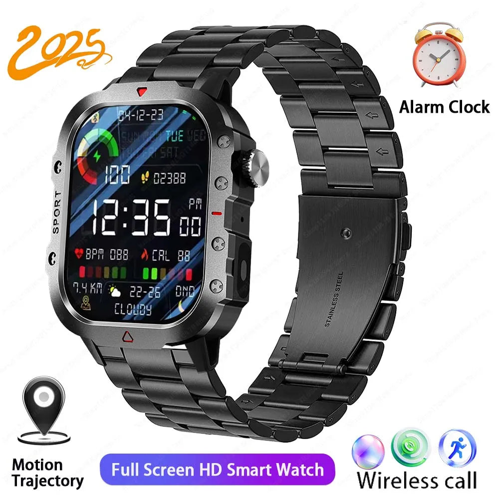 2025 New Military Smart Watch Men Outdoor  2.01" Al Voice Bluetooth Call Smartwatch Surprise Gift Outdoors For Android& IOS Male