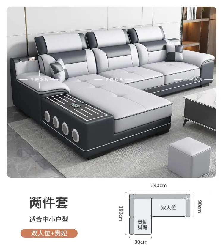 Fabric Sofa Modern Minimalist U-Shape — Gray | KIMLUD