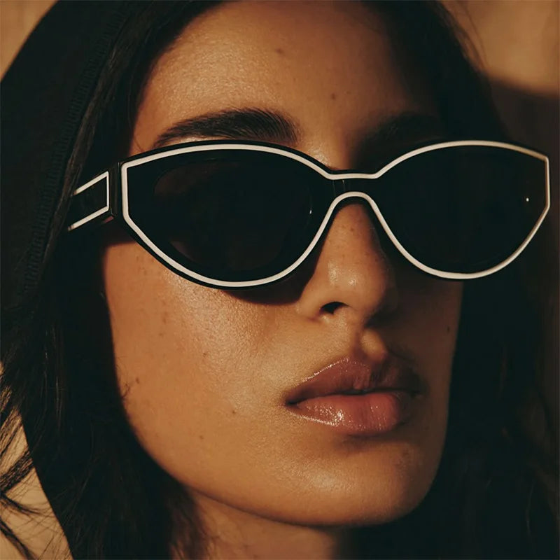 Cat Eye Polygon Sunglasses Vintage Gradient — Multicolor | KIMLUD