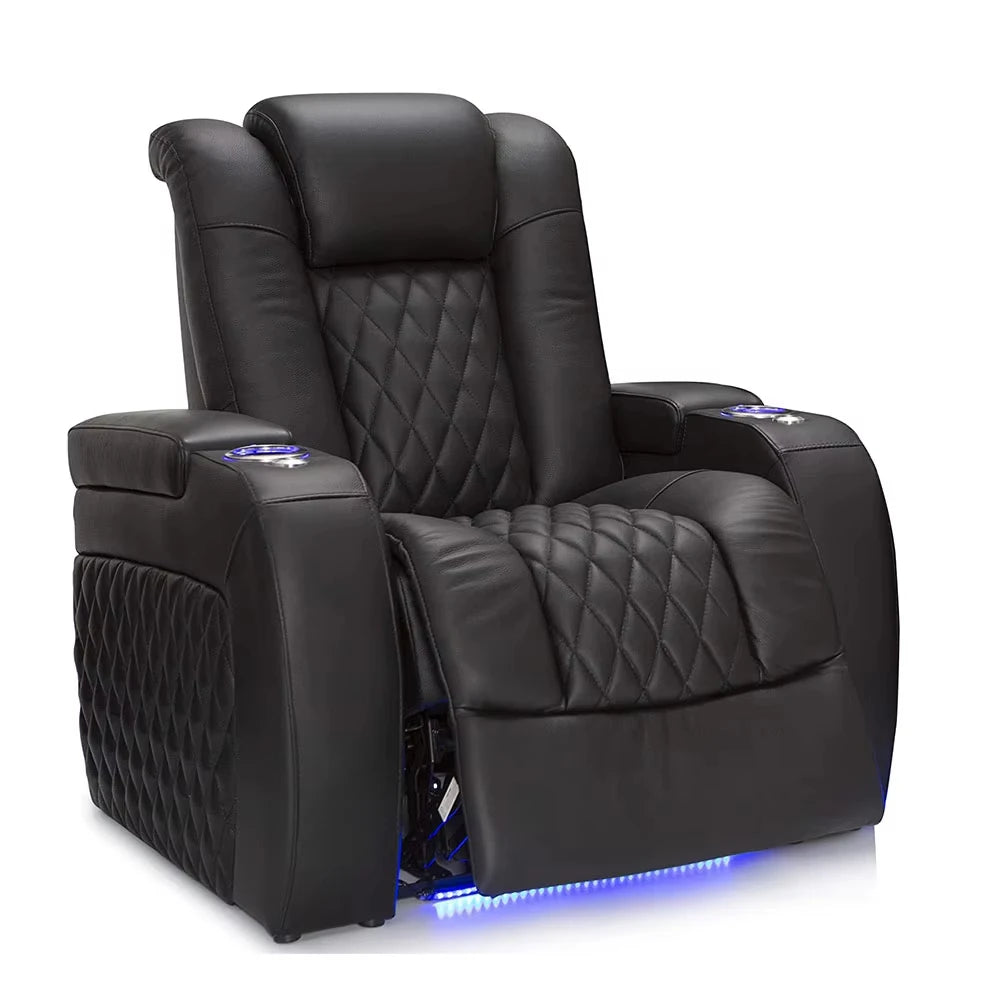 Minimalist Cinema Sofa 3-Seater Electric Recliner — White | KIMLUD