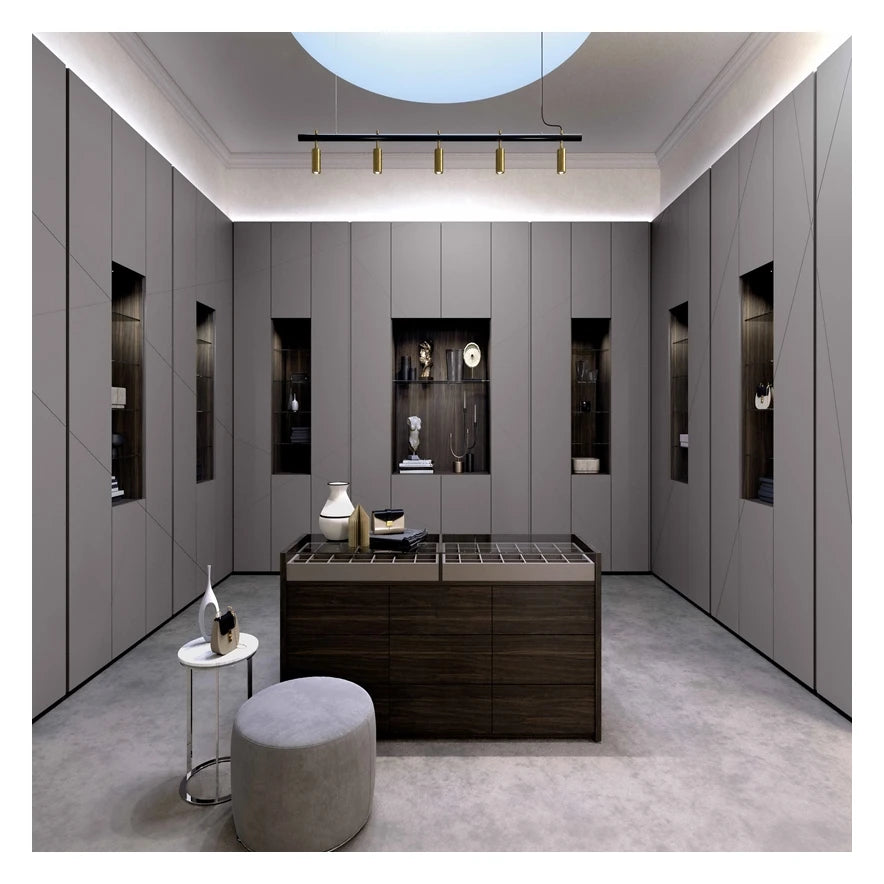 Italy Style Exquisite Luxury Wood Wardrobe — Black | KIMLUD