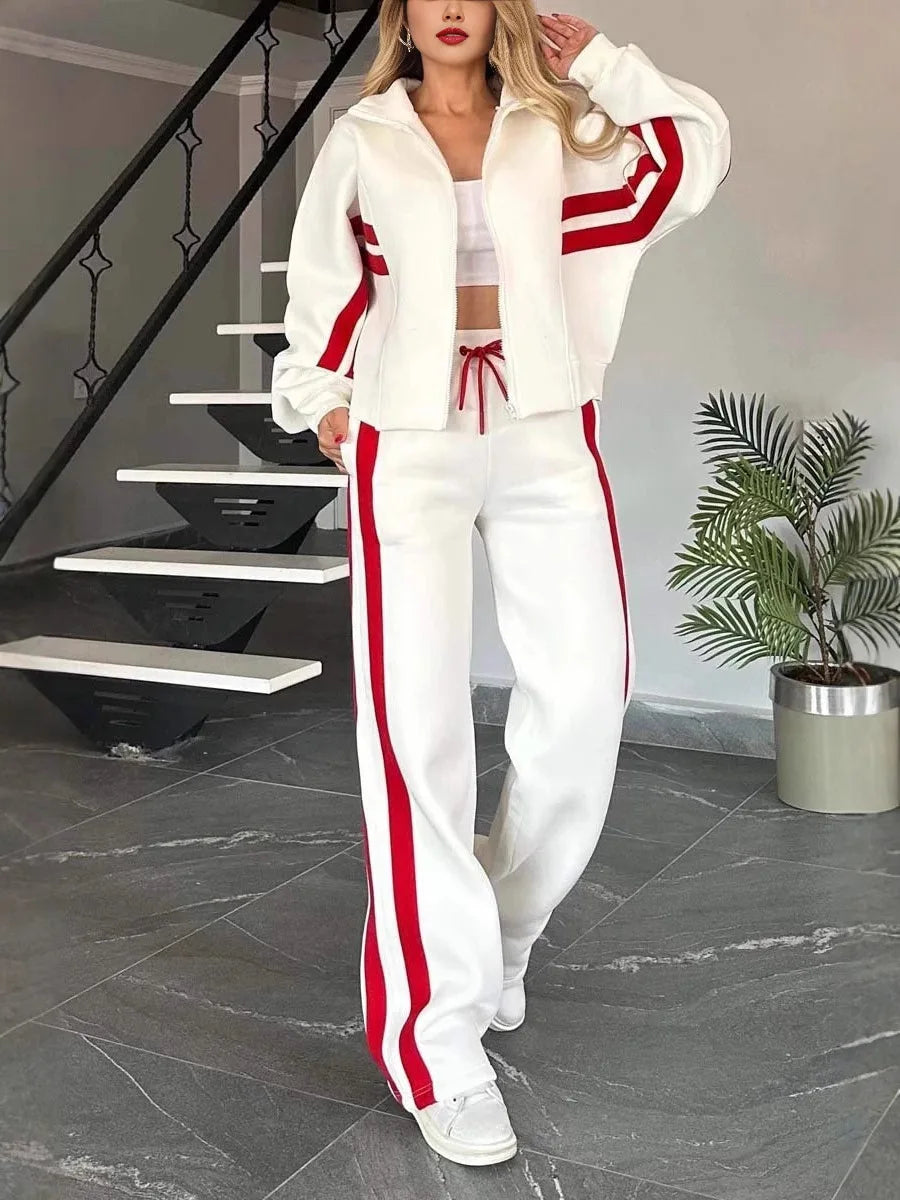 Fashion Two-piece Women's White Sports Suit Loose Sports Shirt+casual Pants Sets Sportswear Women Clothes Tracksuit Women Outfit