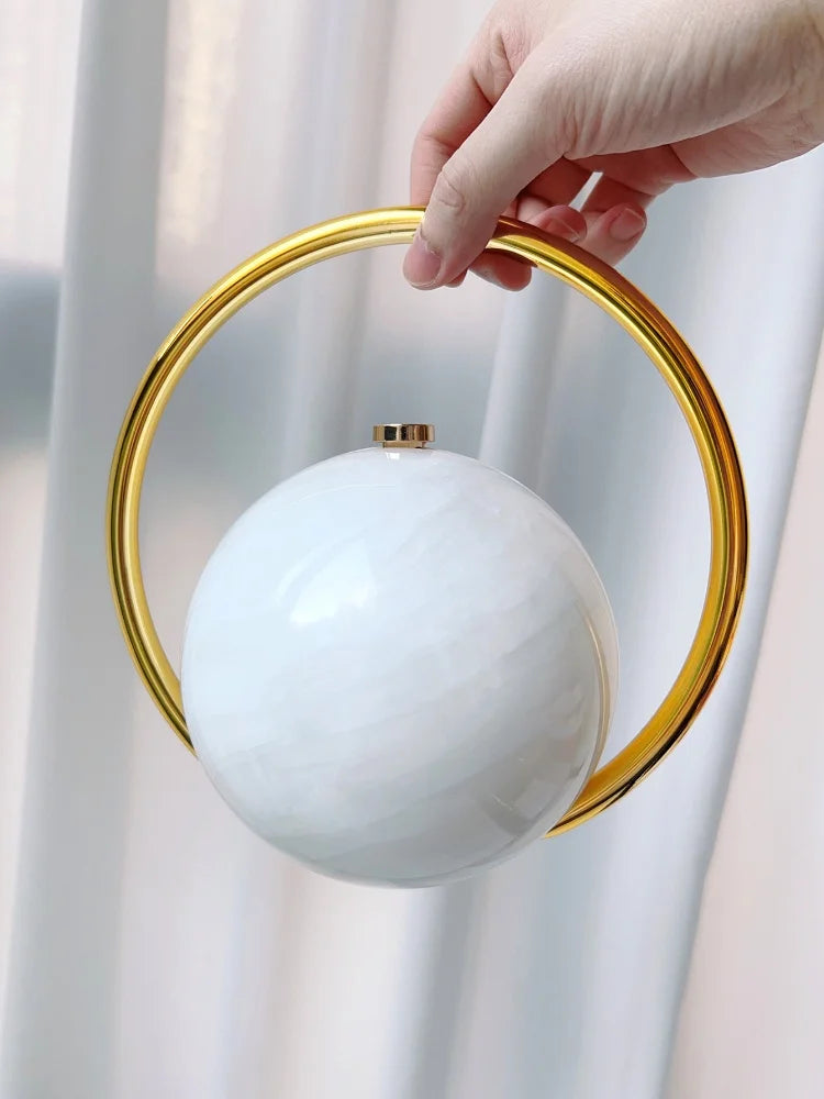 Marble Pattern Spherical Banquet Bag Electroplated Handle — Marble | KIMLUD