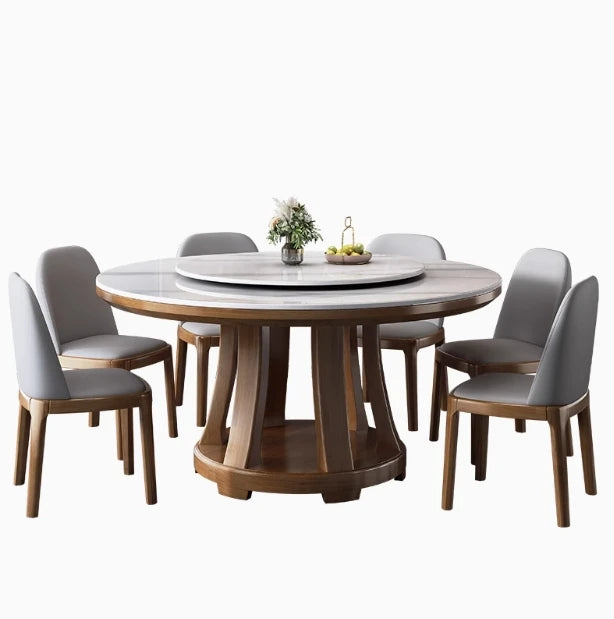 Marble Round Dining Table Pedestal Base — White | KIMLUD