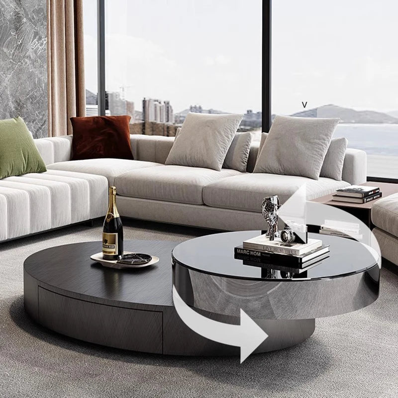 Italian Minimalist Coffee Table Unique Mechanism Round Aesthetic Side Table Simple Decoration Mesa Auxiliar Postmodern Furniture