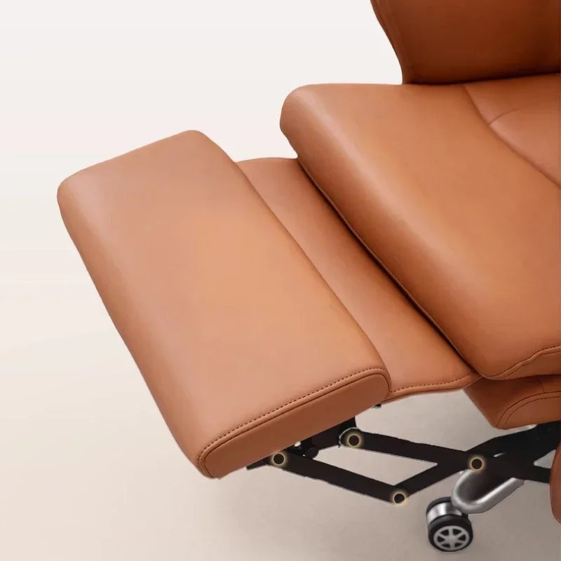 Leather Ergonomic Reclining Gaming Chair — Camel | KIMLUD