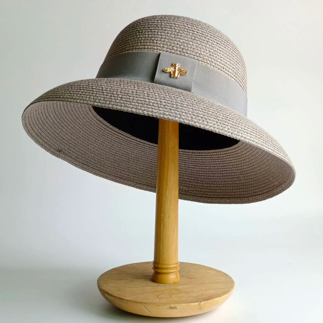 Straw Hepburn Style Solid Sun Hat — Natural | KIMLUD