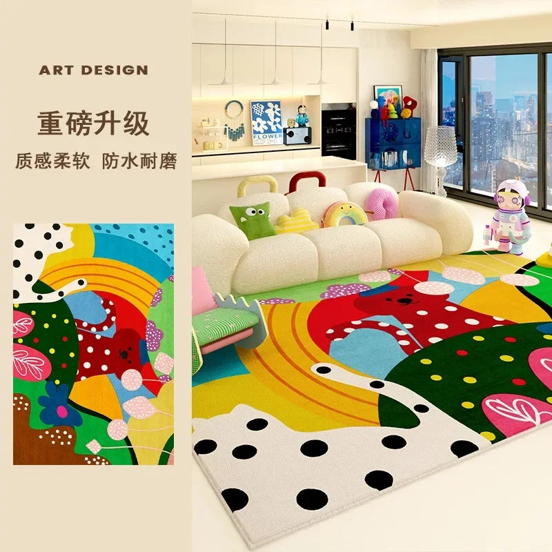 Polyester Rug Abstract Art Irregular Edges Rectangular Wilton Weave Hand Washable — Multicolor | KIMLUD