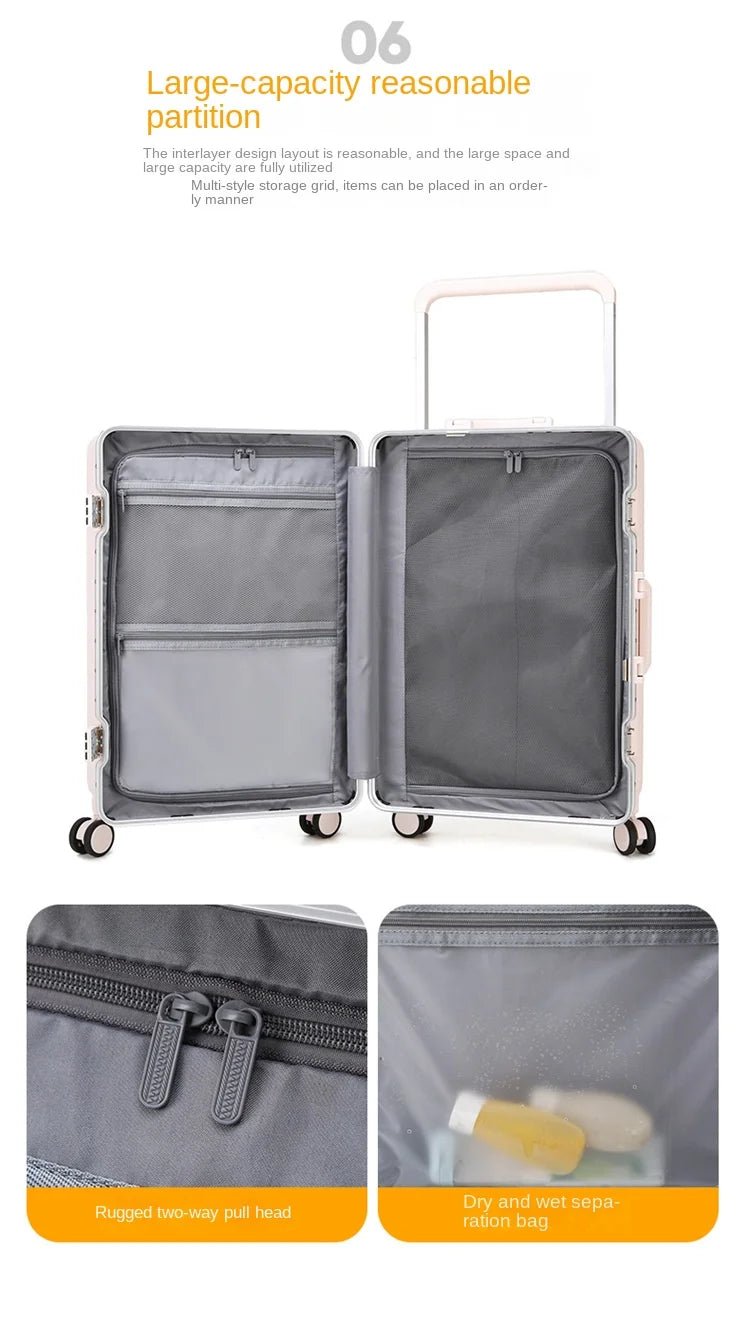 Aluminium Frame Travel Luggage Carry-On With Mute Wheels — Slate Gray | KIMLUD