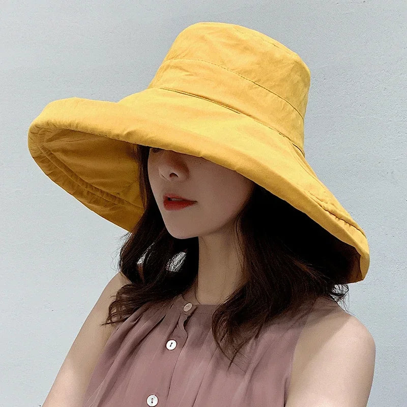 Handcrafted Luxe Cotton Solid Bucket Hat — Black | KIMLUD