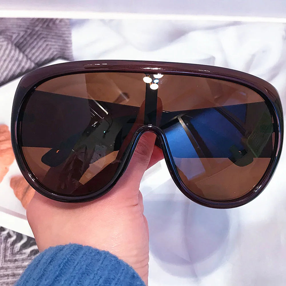 Sunglasses One Piece Oversize Shield Acetate — Gradient | KIMLUD
