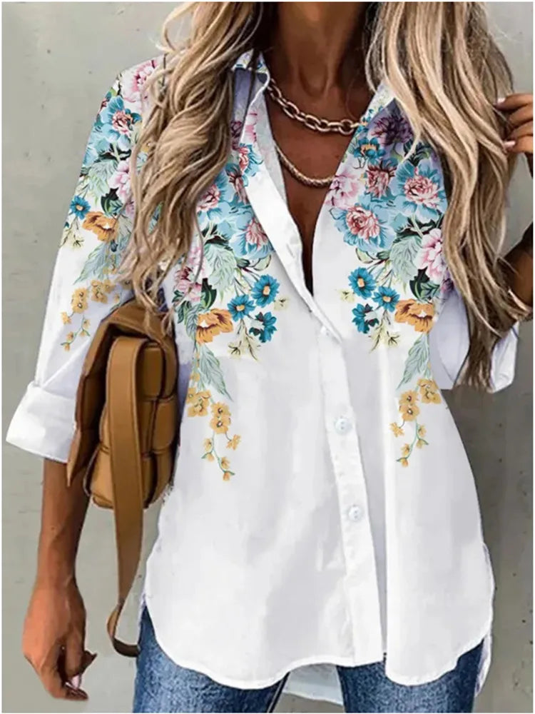 Blouse – Floral Print – Slim Silhouette | KIMLUD