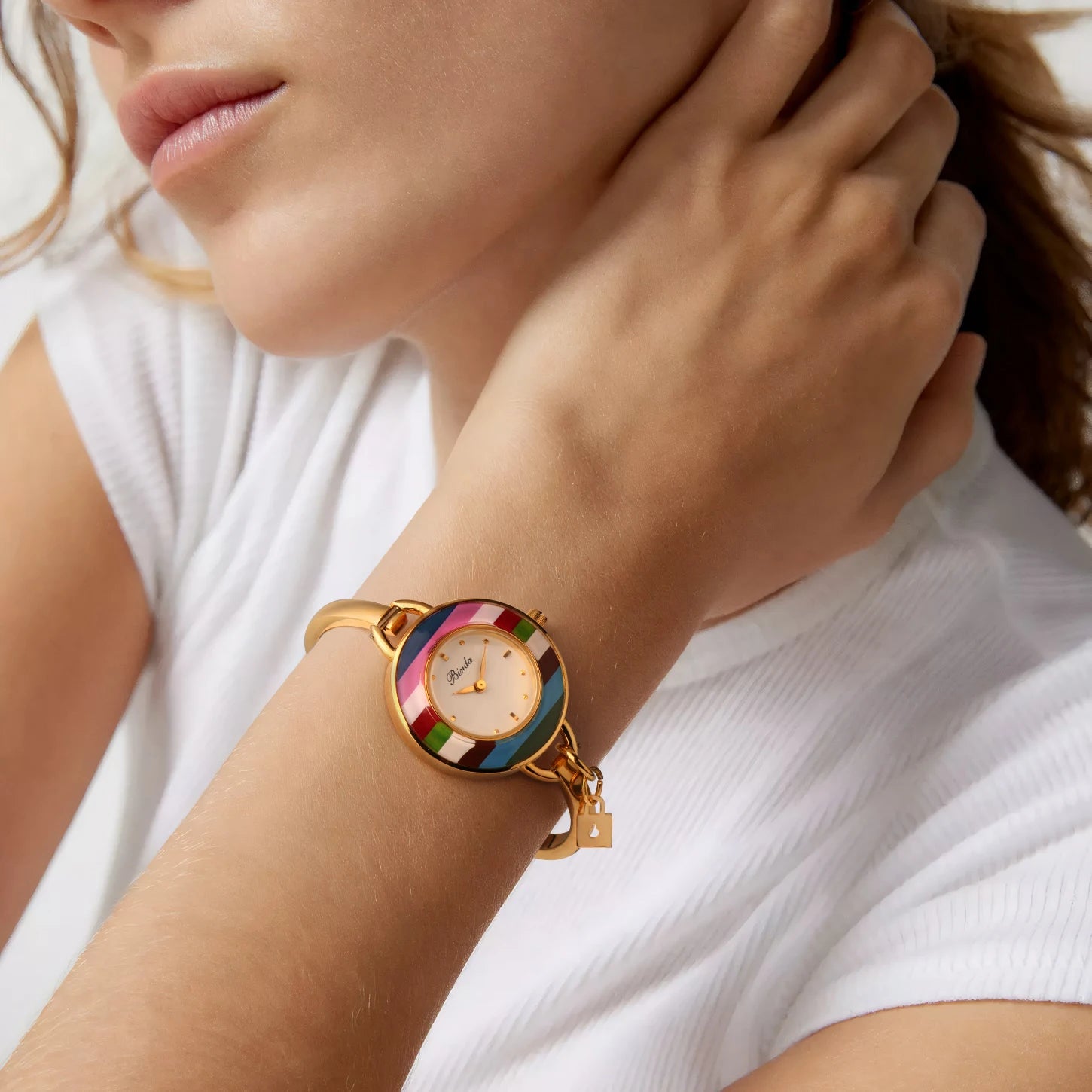 Watch – Quartz Movement – Stainless Steel Band – Rainbow Gold | KIMLUD
