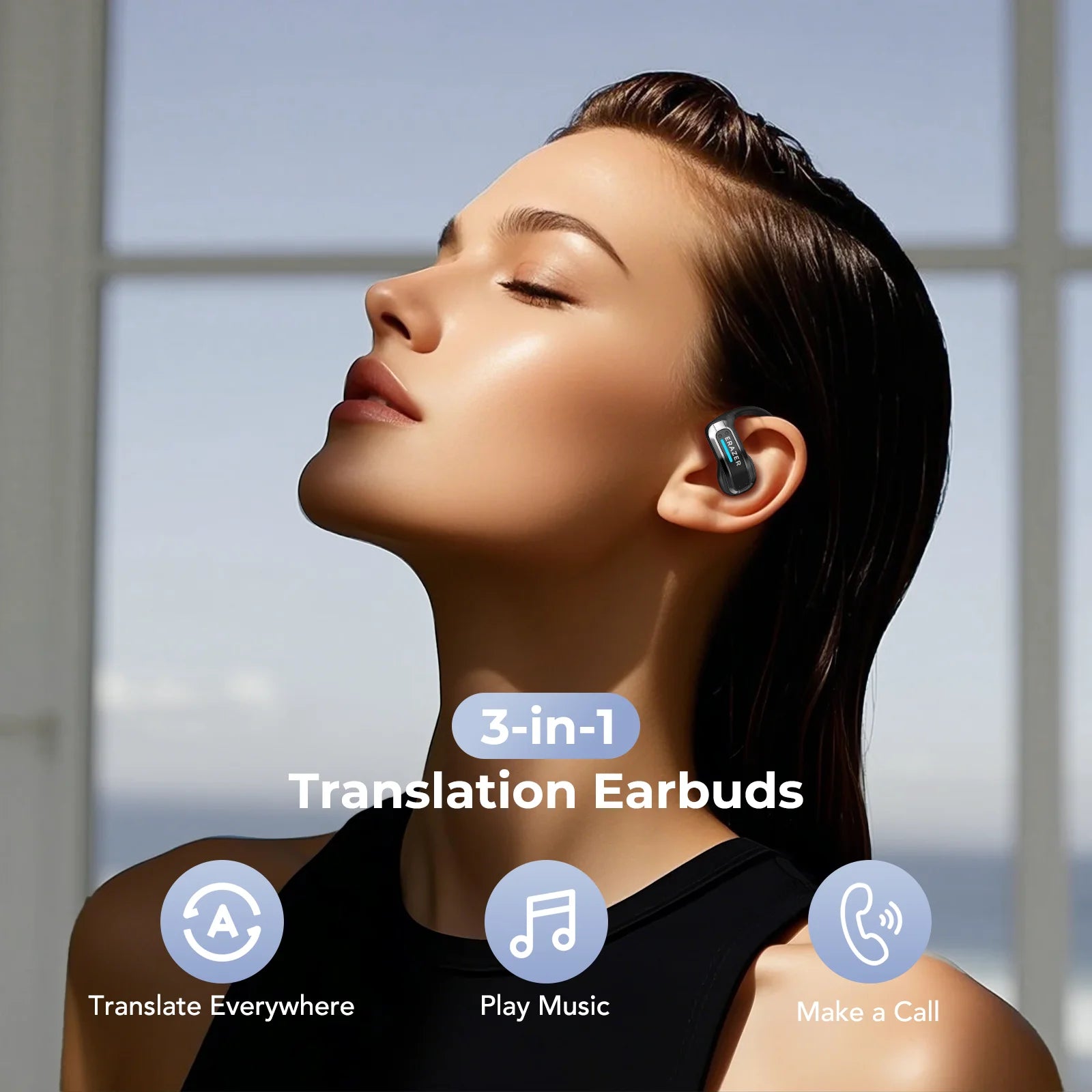 Sleek AI Translator Earbuds X8 With Low Latency Gaming Bluetooth 5.4 — Black | KIMLUD