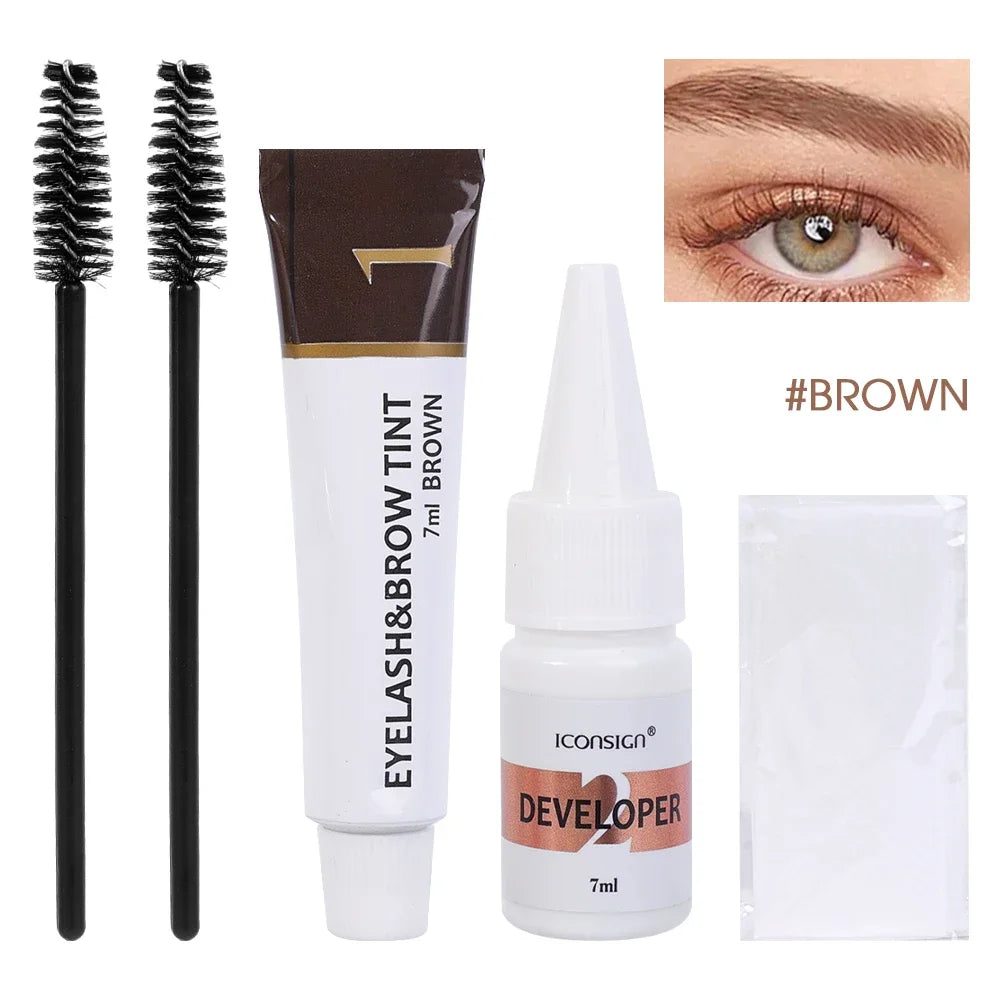 Semi Permanent Dye Kit 2-in-1 Waterproof Brow Tint — Black Brown | KIMLUD