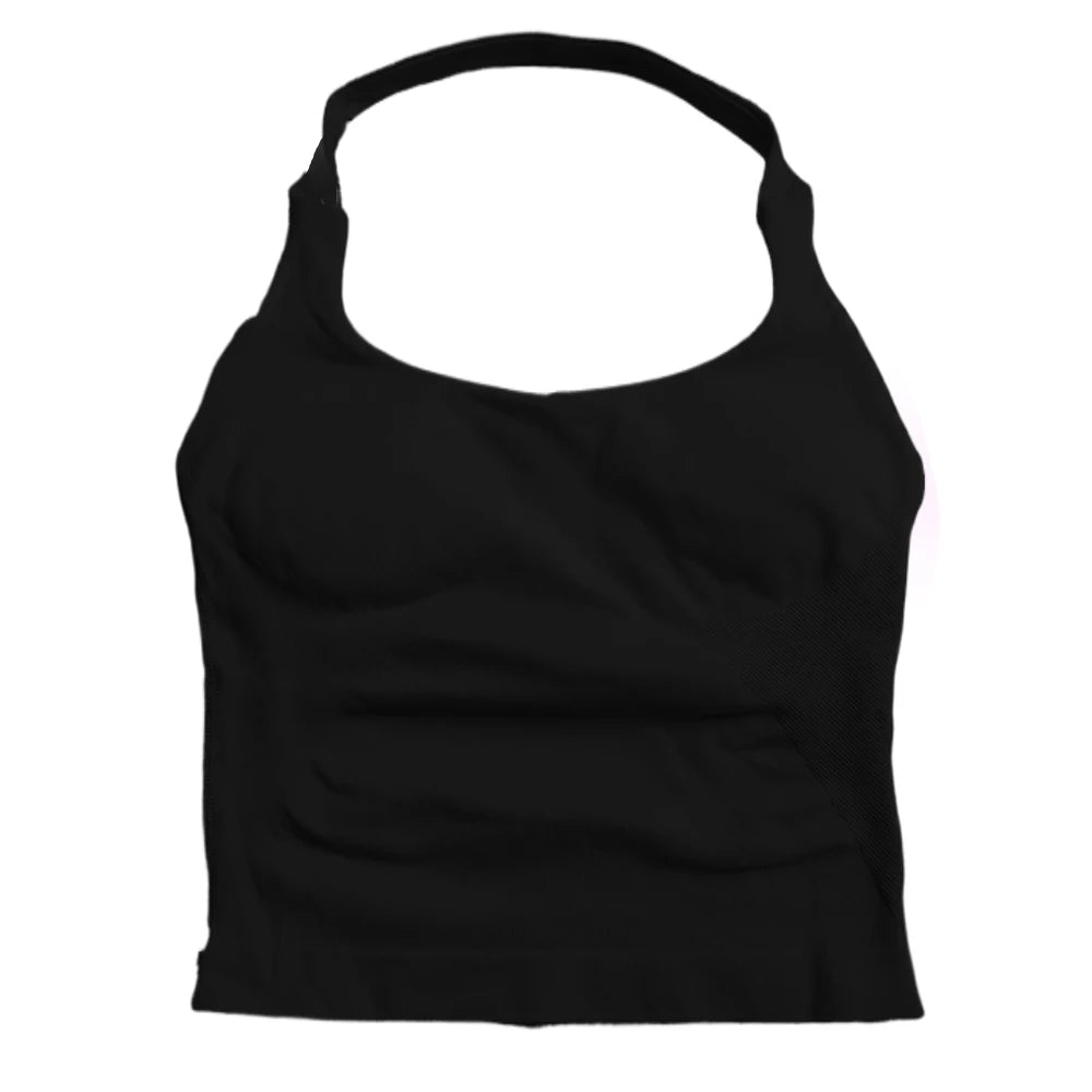 Padded Sports Bra – Backless Strappy – Halter | KIMLUD