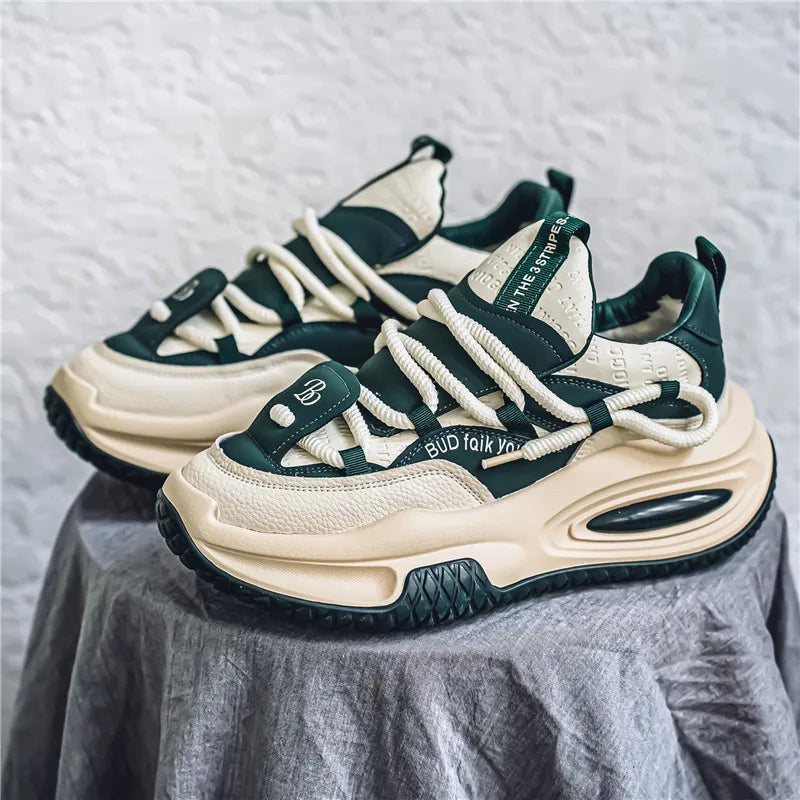 Fashion Platform Vulcanized Sneakers Men Korean Casual Shoes for Men Wear Resistant Street Style Men's Chunky Sneakers Shoes