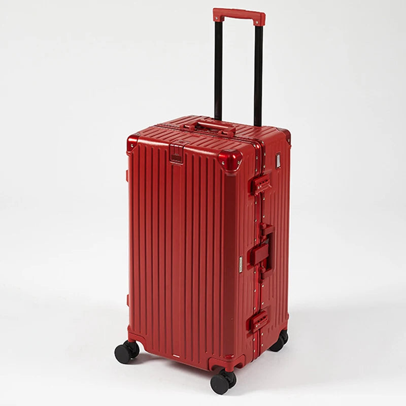 Aluminum Frame Suitcase 36 Inch Large Capacity — Silver | KIMLUD