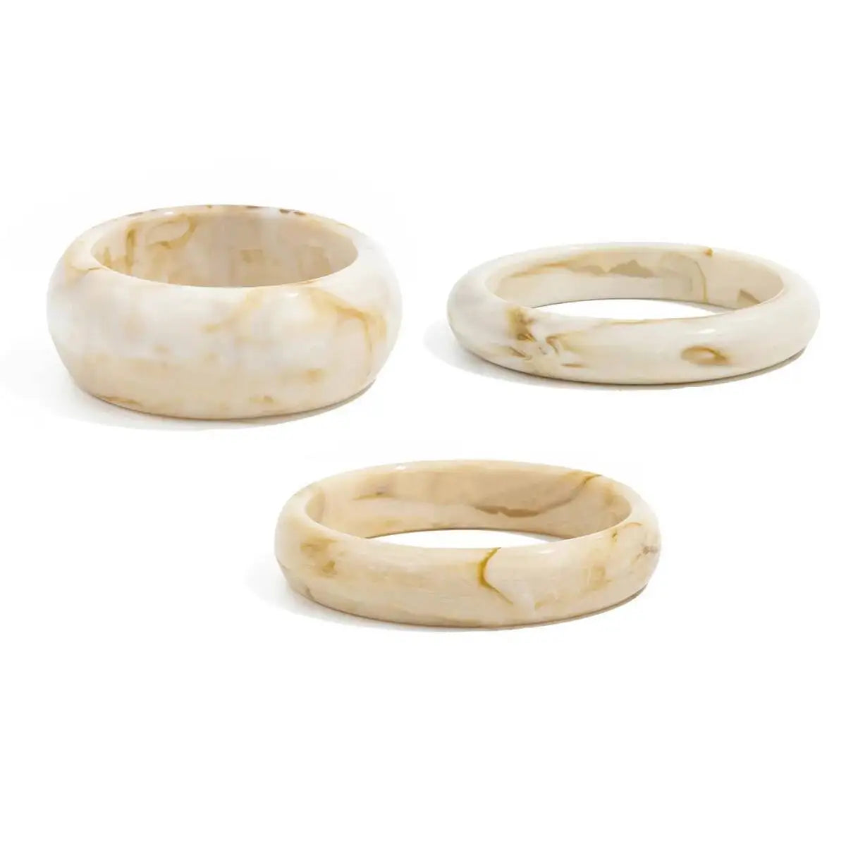 Resin Bangles Set Vintage Boho Charm Stacking — Beige | KIMLUD