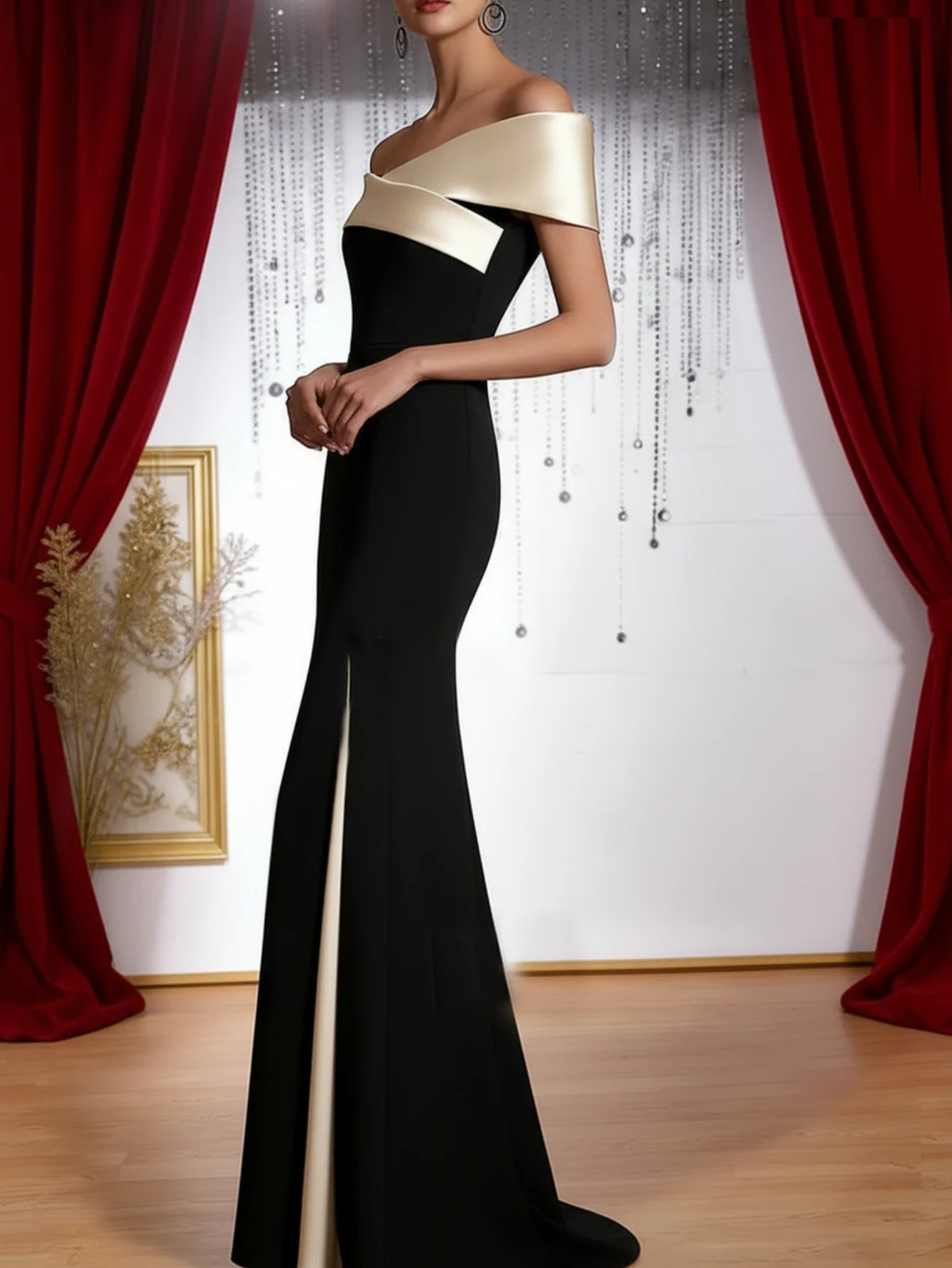Maxi Dress - Off Shoulder - Polyester Elastane - Mermaid Hem | KIMLUD