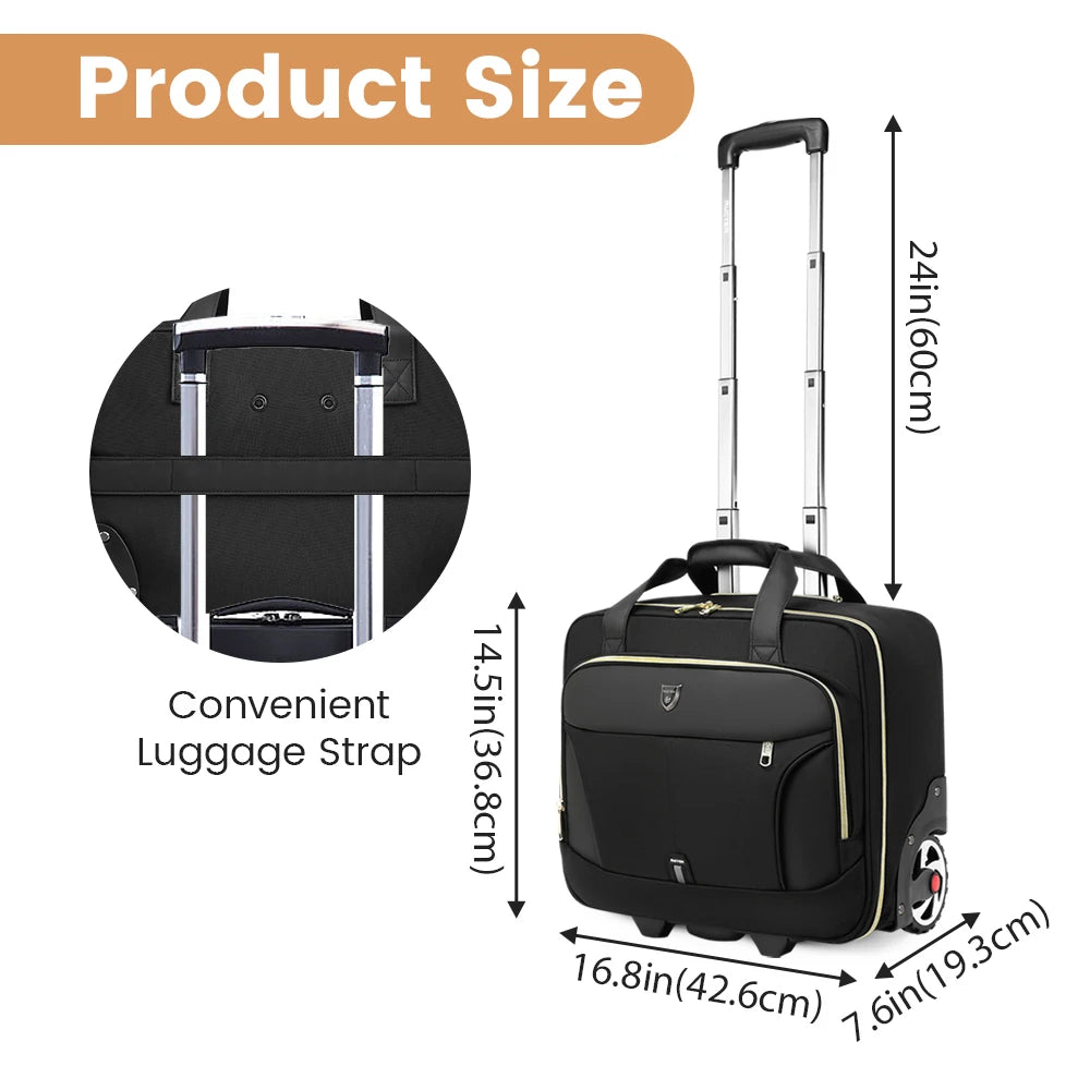 18 Inch Rolling Briefcase Large Capacity Laptop Case Briefcase Wheeled Luggage Bag Suitable For Business Travel Work Waterproof