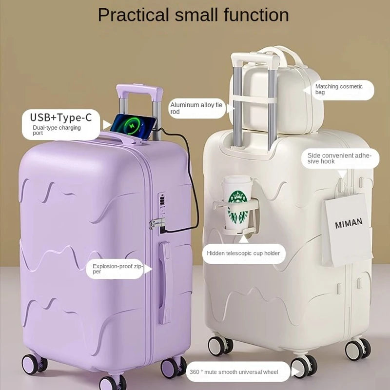 Luggage Set 28 inch Large Capacity Suitcase Trolley Case 20/22/24/26 inch Travel Suitcase USB Port Boarding Box Cosmetic Case