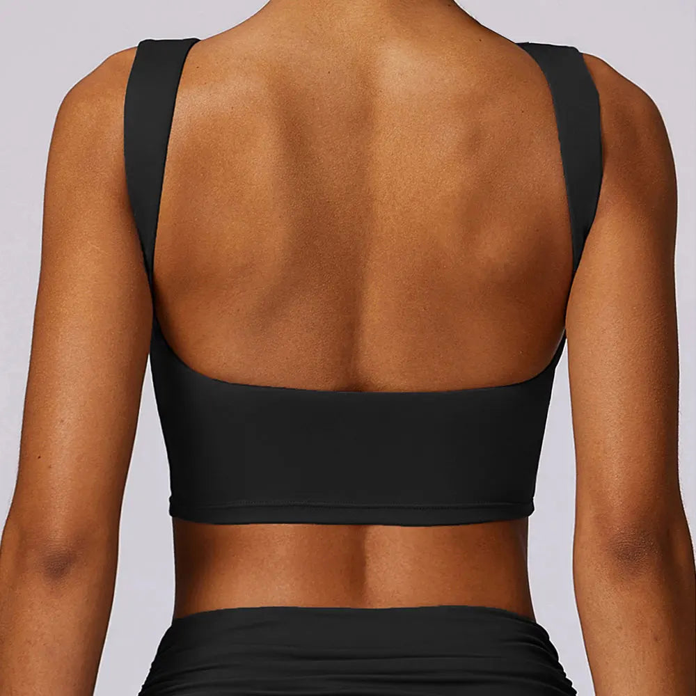Nylon-Spandex Sports Bra Backless Push Up — Slate Blue | KIMLUD