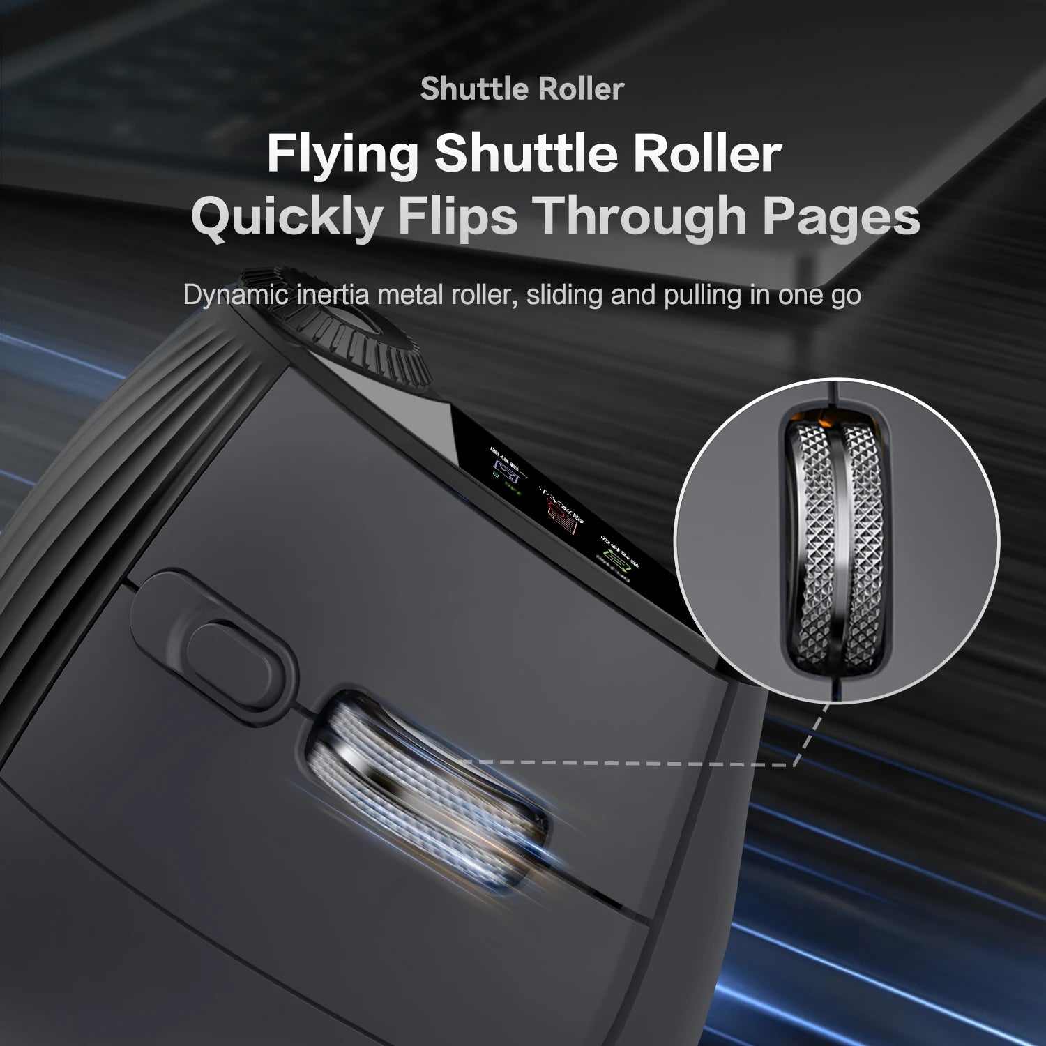 JOMAA Backlit Bluetooth Wireless Vertical Mouse With OLED Screen Rechargeable USB Wired Gaming Mouse 24000DPI Speed Roller