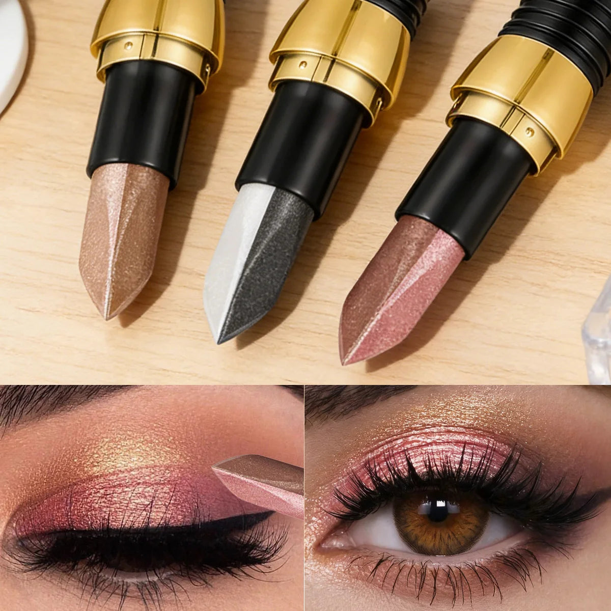 Glitter Eyeshadow Stick Duo Waterproof — Silver | KIMLUD