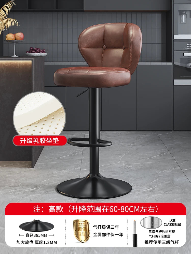 Leather Luxury Designer Bar Stools Minimalist Nordic Counter Gaming Bar Chairs With Back Comfortable Cadeira Trendy Furniture